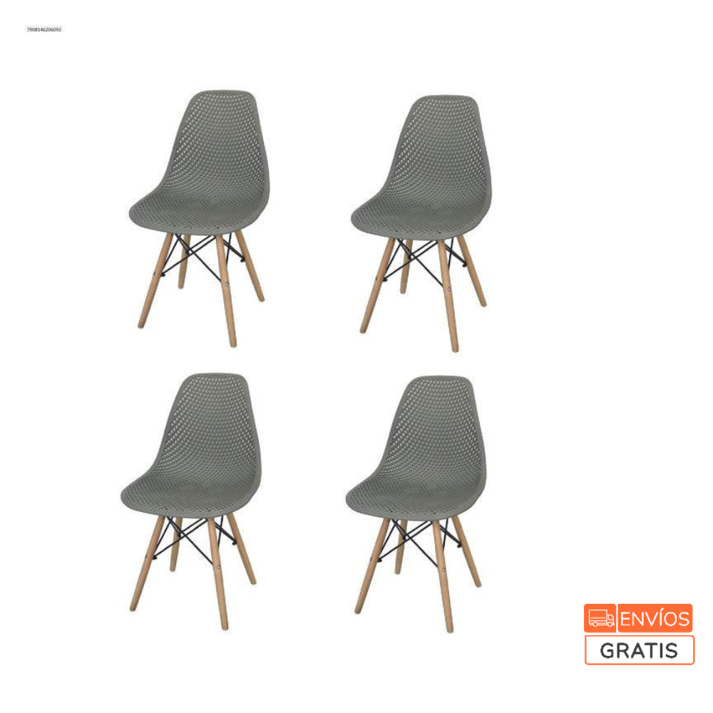 Kit Por 4 Silla Air Eames Para Sala Comedor Restaurante   Gris